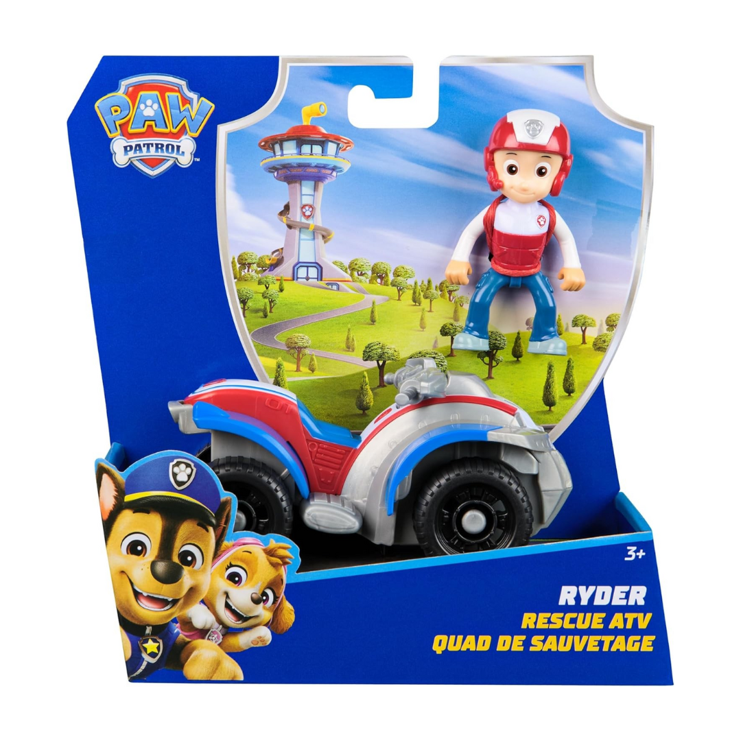 Brinquedo Ryder com quadriciclo ATV da PAW Patrol em embalagem azul.