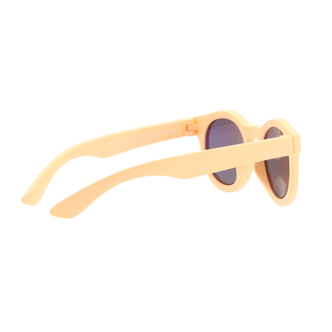 Óculos de sol com armação castanho claro e lentes escuras arredondadas