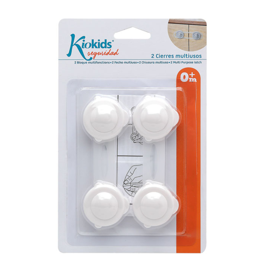Pacote com 2 fechos multiusos brancos Kiokids para segurança de bebés