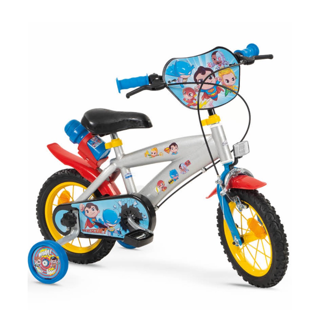 Bicicleta infantil com tema de personagens coloridas