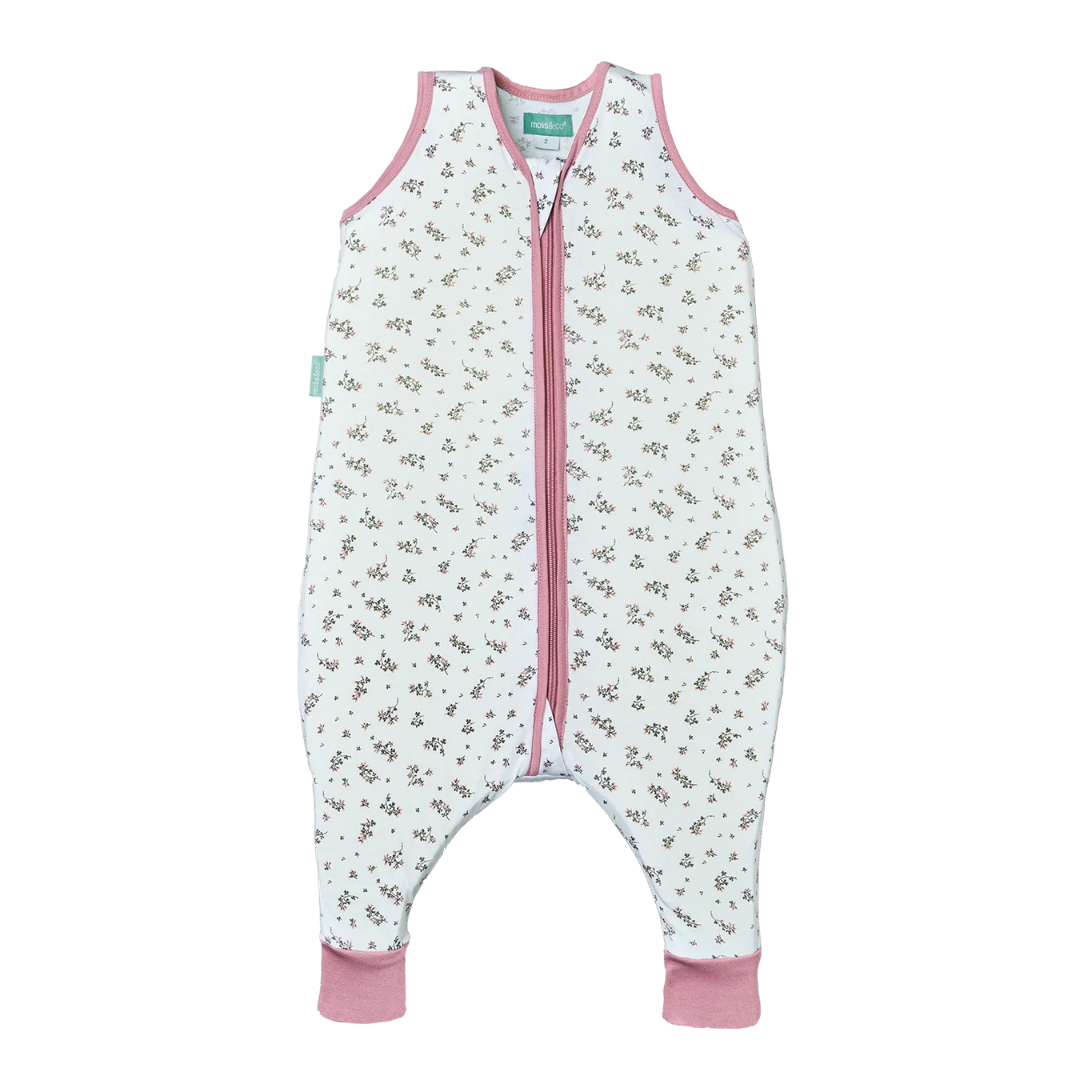 Macacão de bebé branco com flores e detalhes em rosa