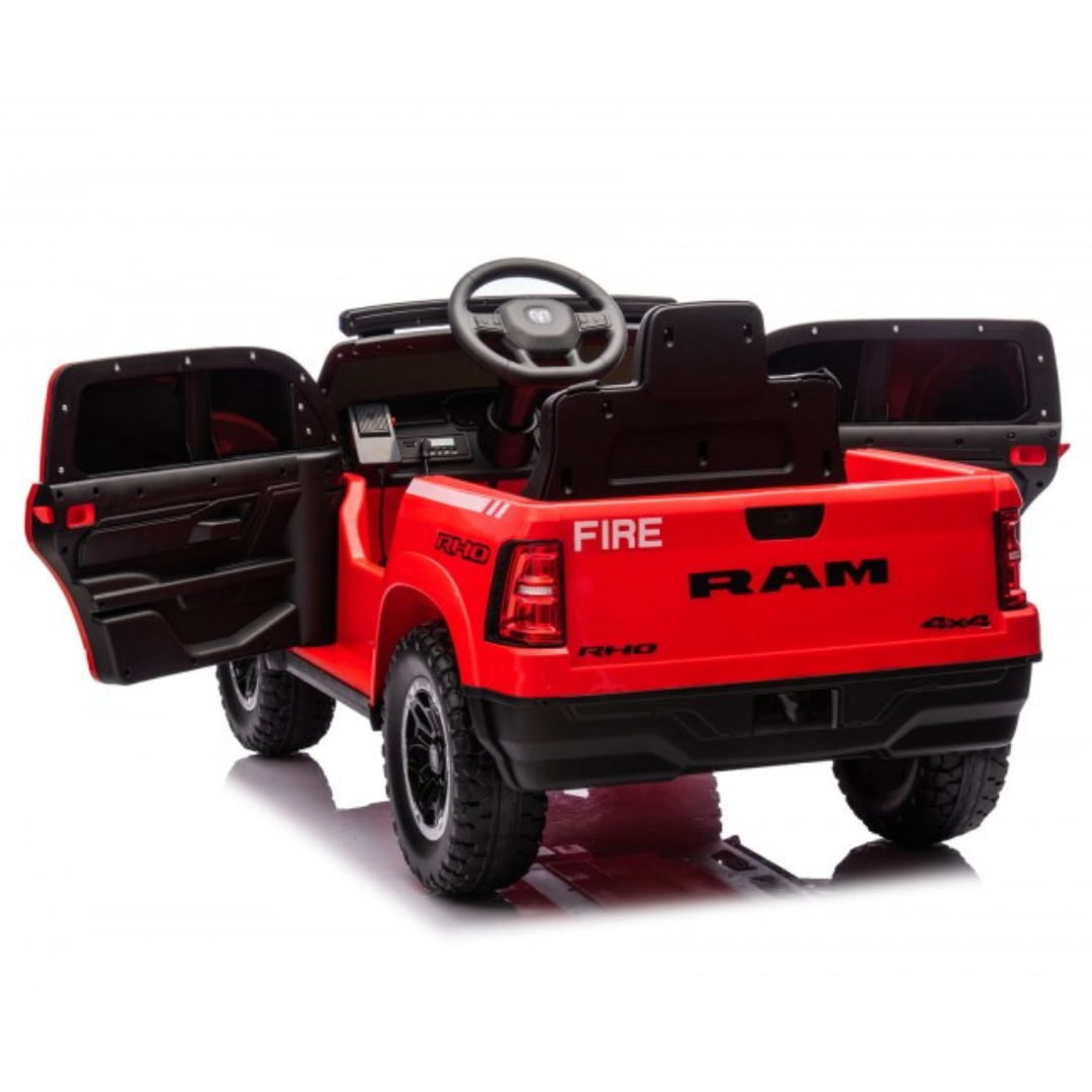 Veículo brinquedo infantil pick-up elétrico vermelho com portas abertas