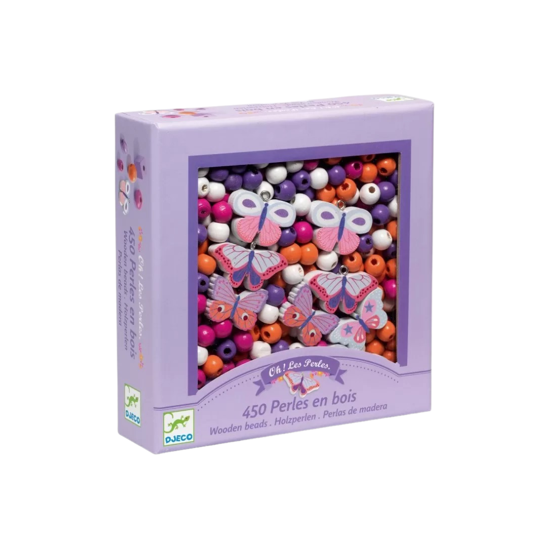 Pacote de contas de madeira coloridas DJECO para bijuteria