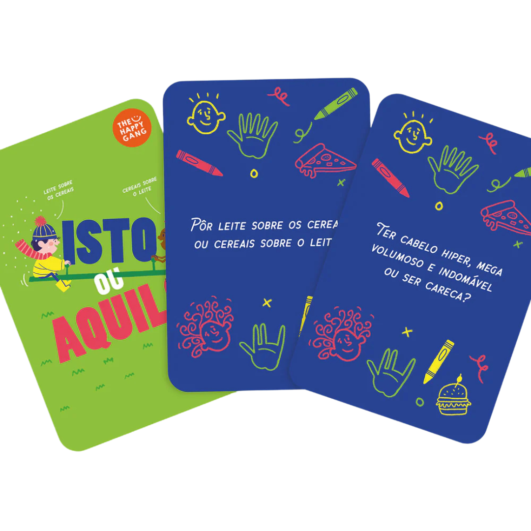 Três cartas coloridas com texto em português e ilustrações infantis.