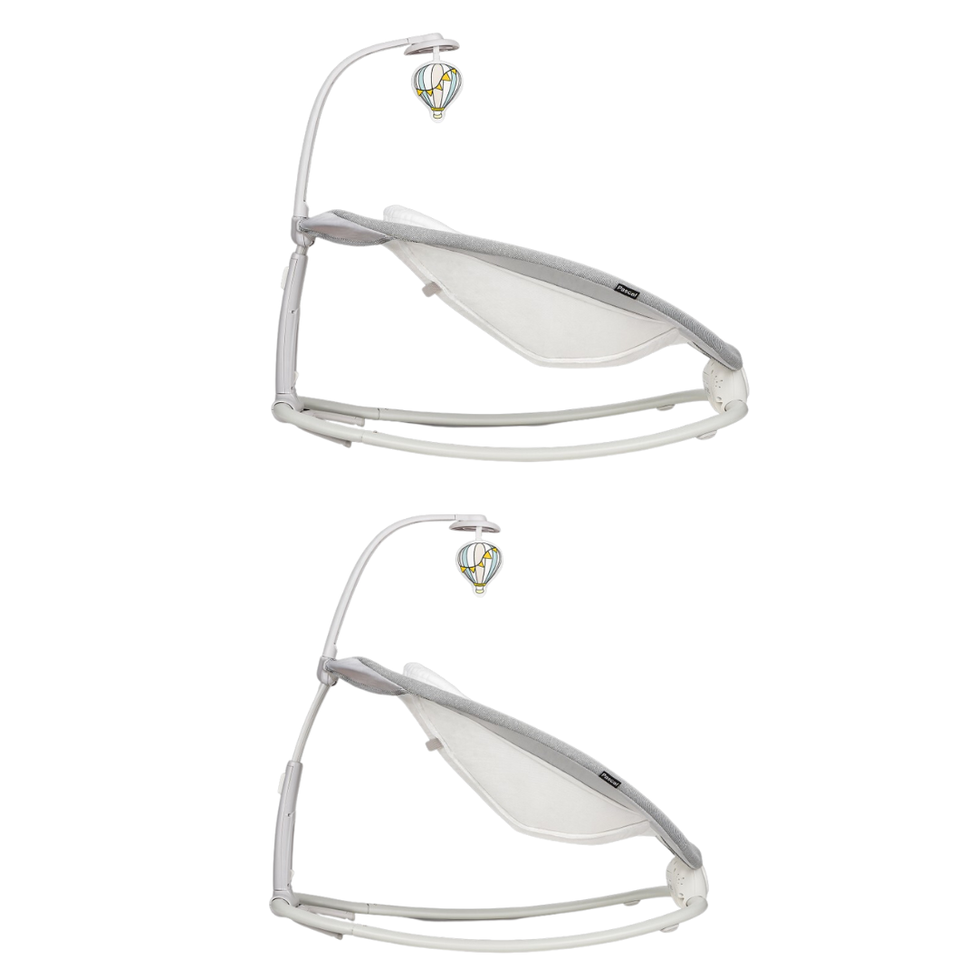 Dois ninhos para bebé cinzentos com móbil de balão