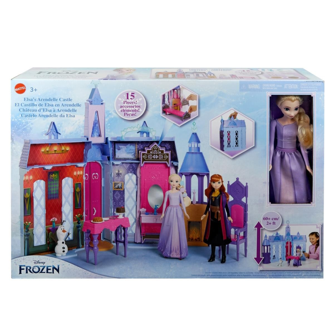 Brinquedo castelo Arendelle Disney Frozen com duas bonecas e acessórios