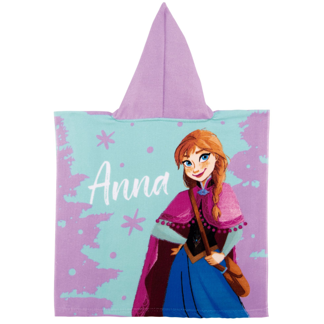 Capa de banho infantil com capuz e imagem da personagem Anna da Disney