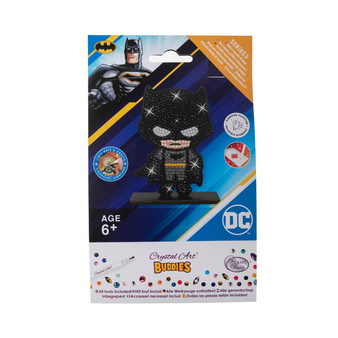 Figura de Batman Crystal Art Buddies com caixa azul e detalhes em diamante