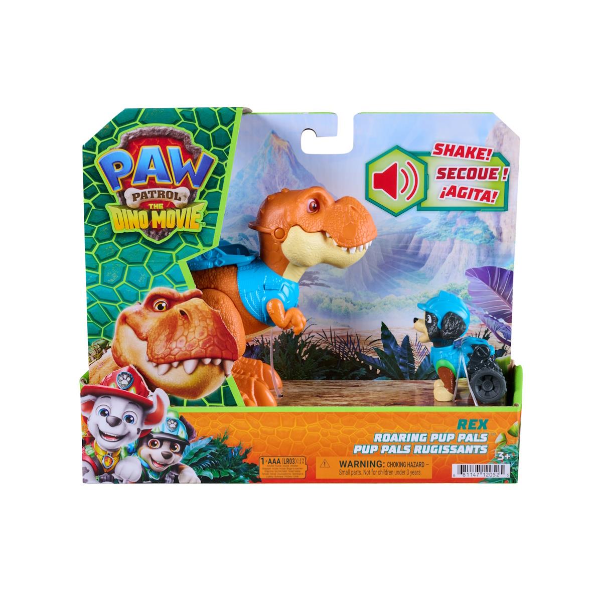 Brinquedo Rex da PAW Patrol The Dino Movie em embalagem colorida