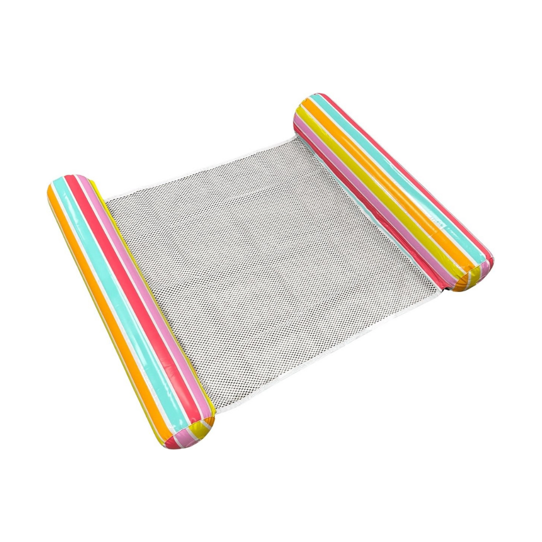 Rede flutuante colorida para piscina com tecido de malha cinzento