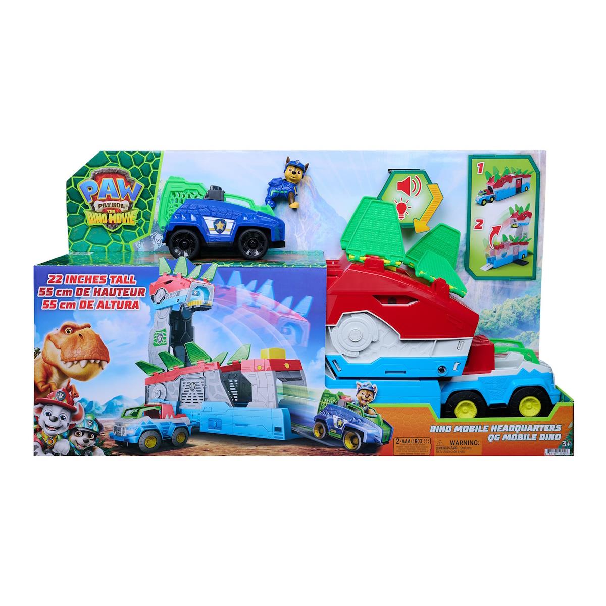 Brinquedo Dino Mobile Headquarters Paw Patrol com carro policial azul e figura Chase