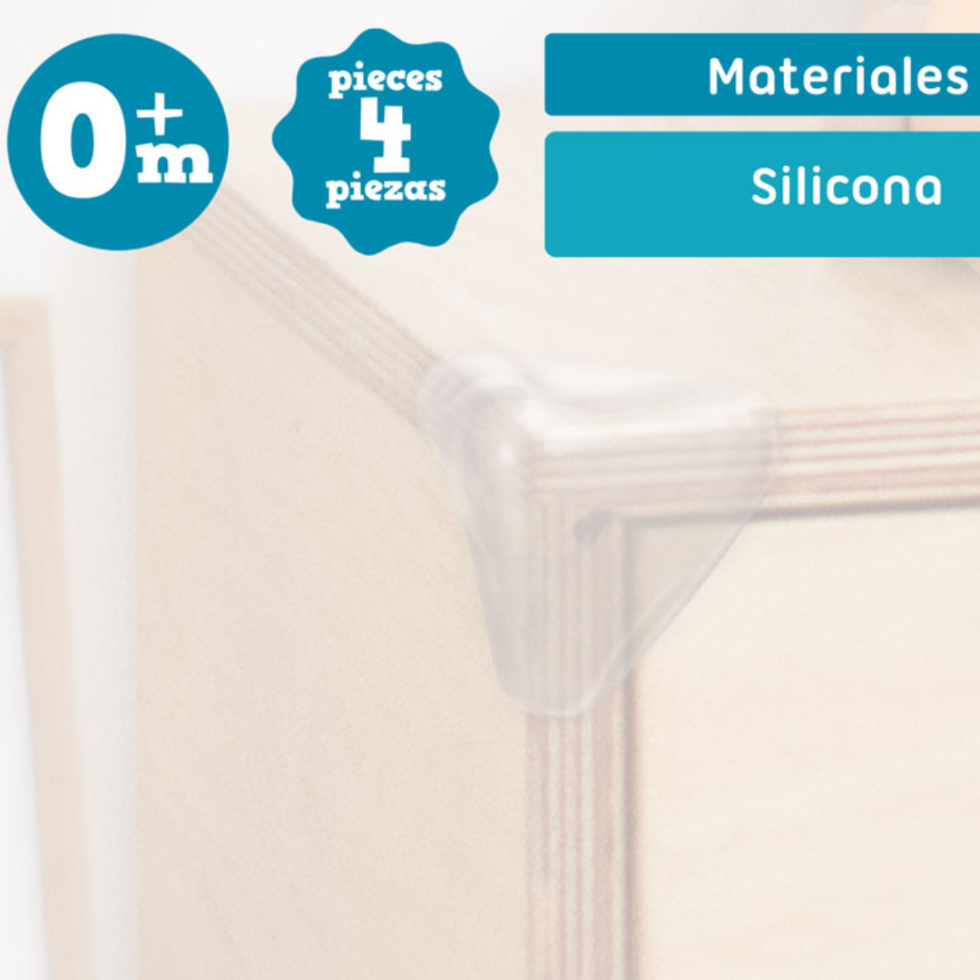 Protetor de canto transparente de silicone em móvel de madeira clara