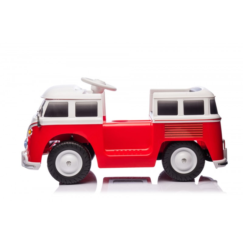 Brinquedo carrinha vermelha e branca com volante