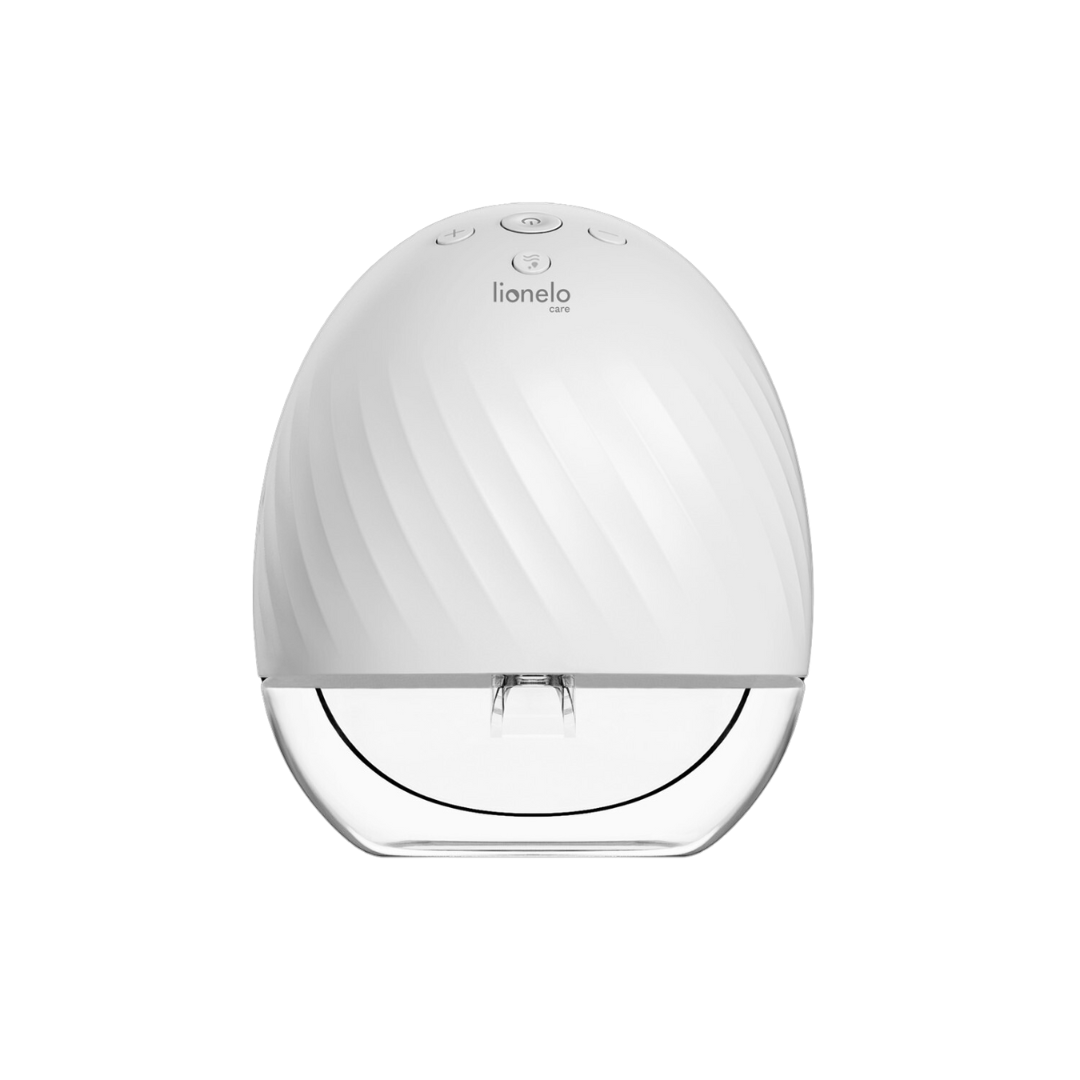 Humidificador branco com base transparente e textura em linhas curvas