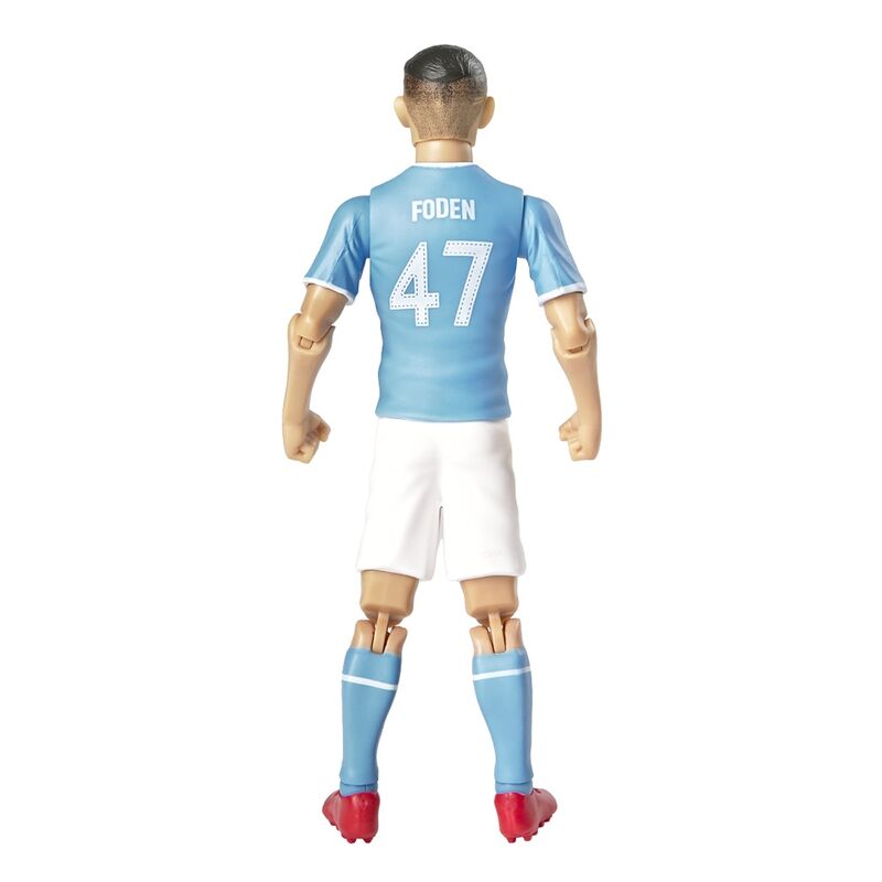 Figura de ação jogador de futebol com camisola azul e número 47 de costas
