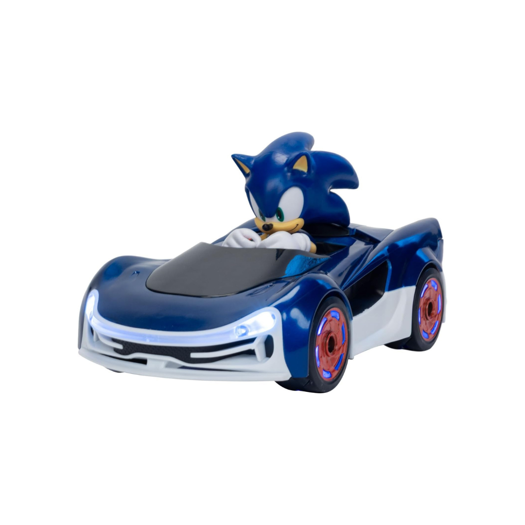 Brinquedo carrinho azul com Sonic ao volante