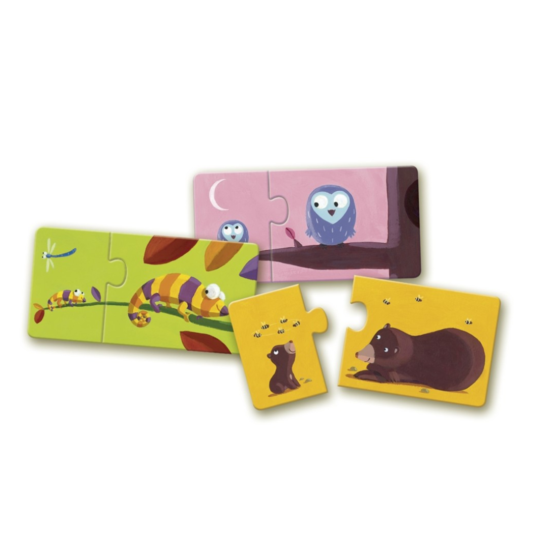 Peças de puzzle coloridas com animais para crianças