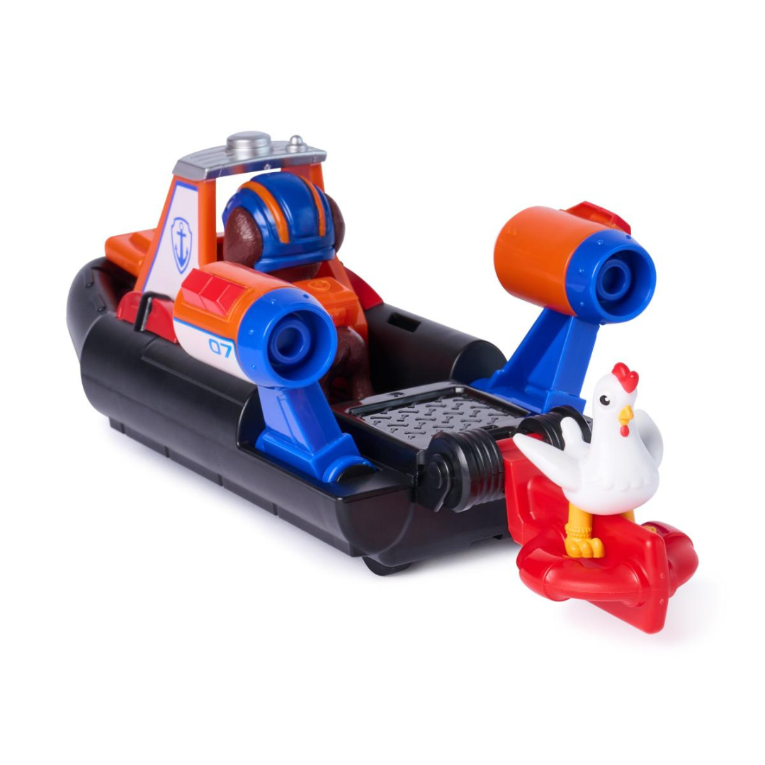 Brinquedo de barco insuflável com figura e galinha