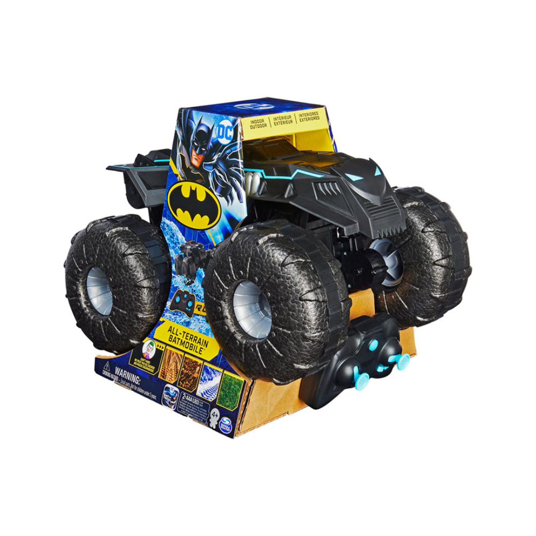 Brinquedo All-Terrain Batmobile com controlo remoto e embalagem com ilustração do Batman