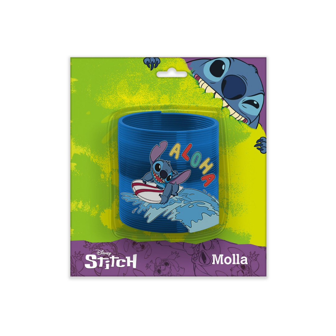 Mola azul com desenho do Stitch a surfar e texto ALOHA na embalagem.