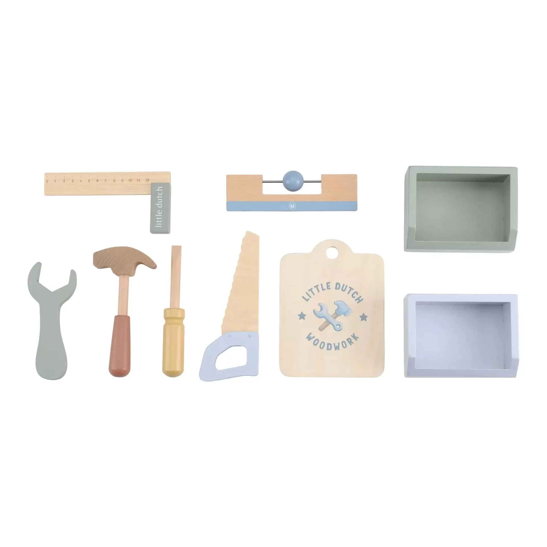 Conjunto de ferramentas de madeira coloridas para crianças da Little Dutch