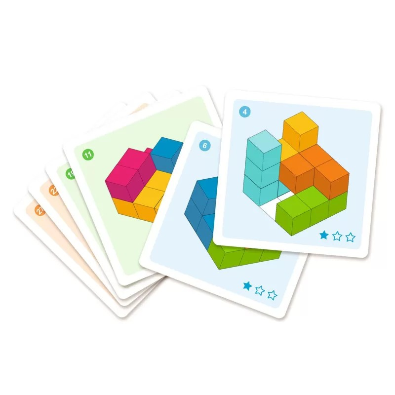 Cartas com desenhos coloridos de peças 3D para montagem