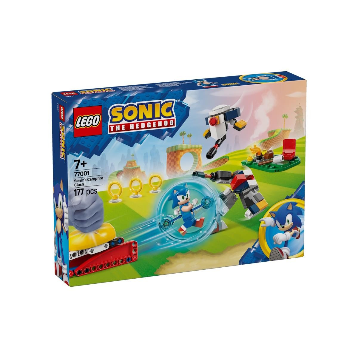 Caixa do brinquedo LEGO Sonic the Hedgehog 77001 com miniaturas e cenário de aventura