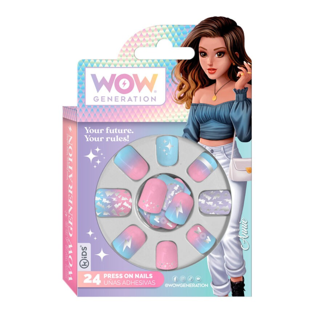 Embalaem de unhas adesivas coloridas WOW Generation para crianças