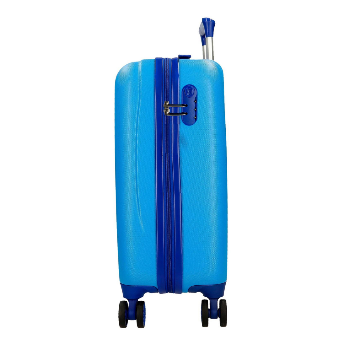 Mala de viagem rígida azul com rodas duplas