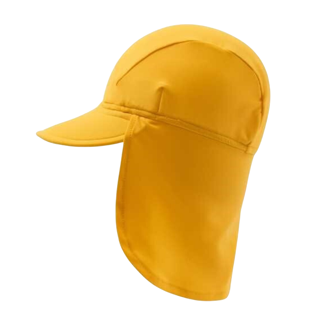 Boné amarelo com pala e proteção para nuca