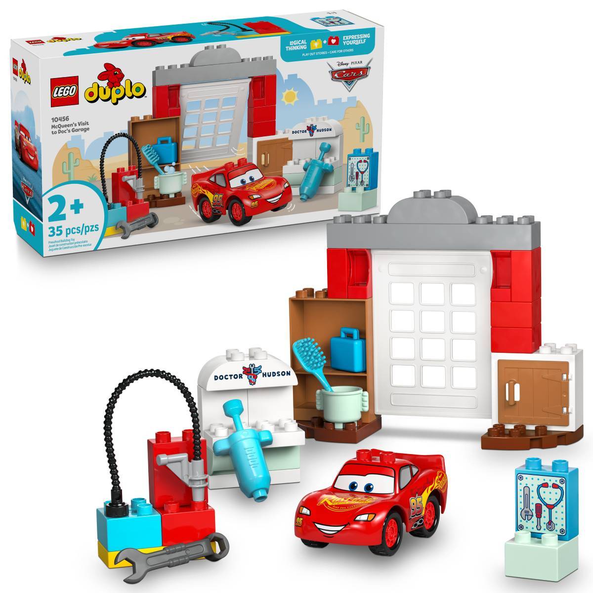 LEGO DUPLO McQueen com garagem e acessórios em peças coloridas para crianças