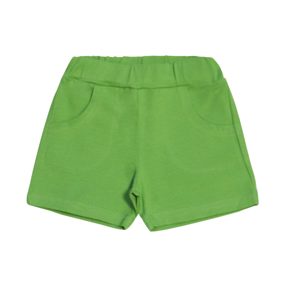 Calções verdes com cintura elástica e bolsos frontais