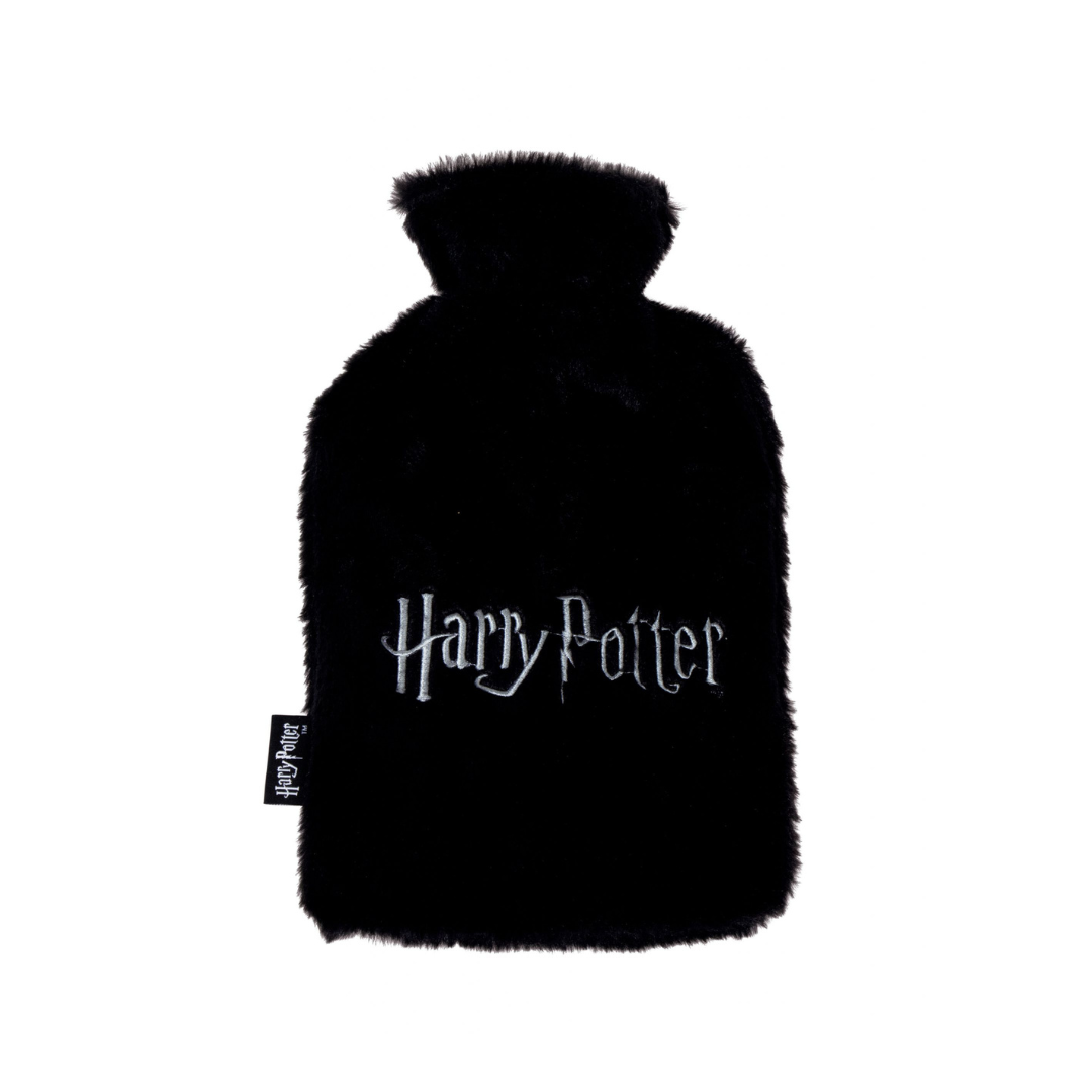 Bolsa de água quente preta de pelúcia com bordado Harry Potter