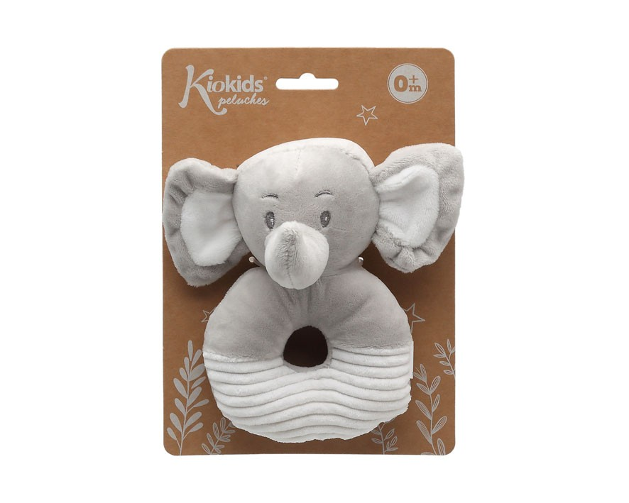 Peluche elefante cinzento claro para bebés com embalagem