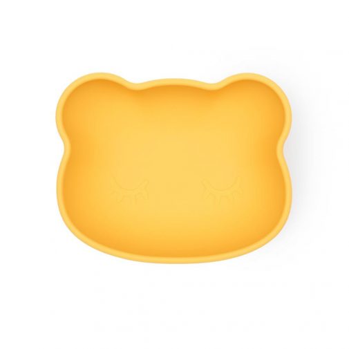 Prato de silicone laranja em forma de cabeça de urso