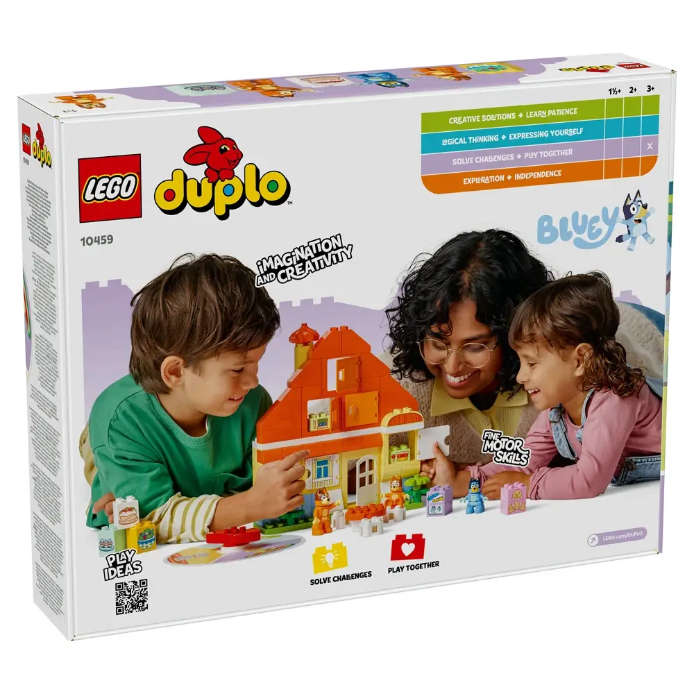 Caixa de brinquedo LEGO Duplo 10459 com construção de casa e figuras Bluey