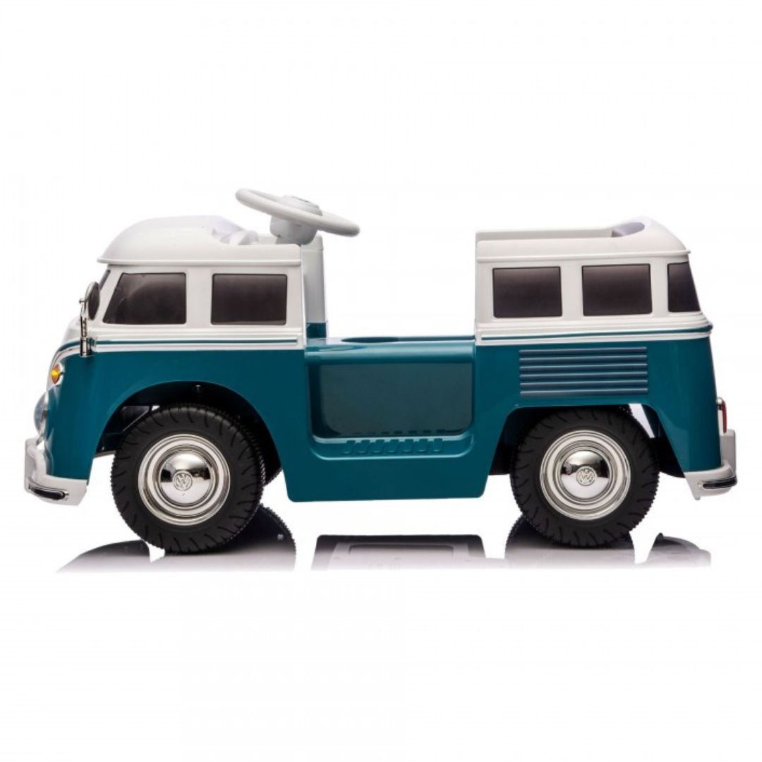 Carrinho de brinquedo estilo veículo Volkswagen azul e branco
