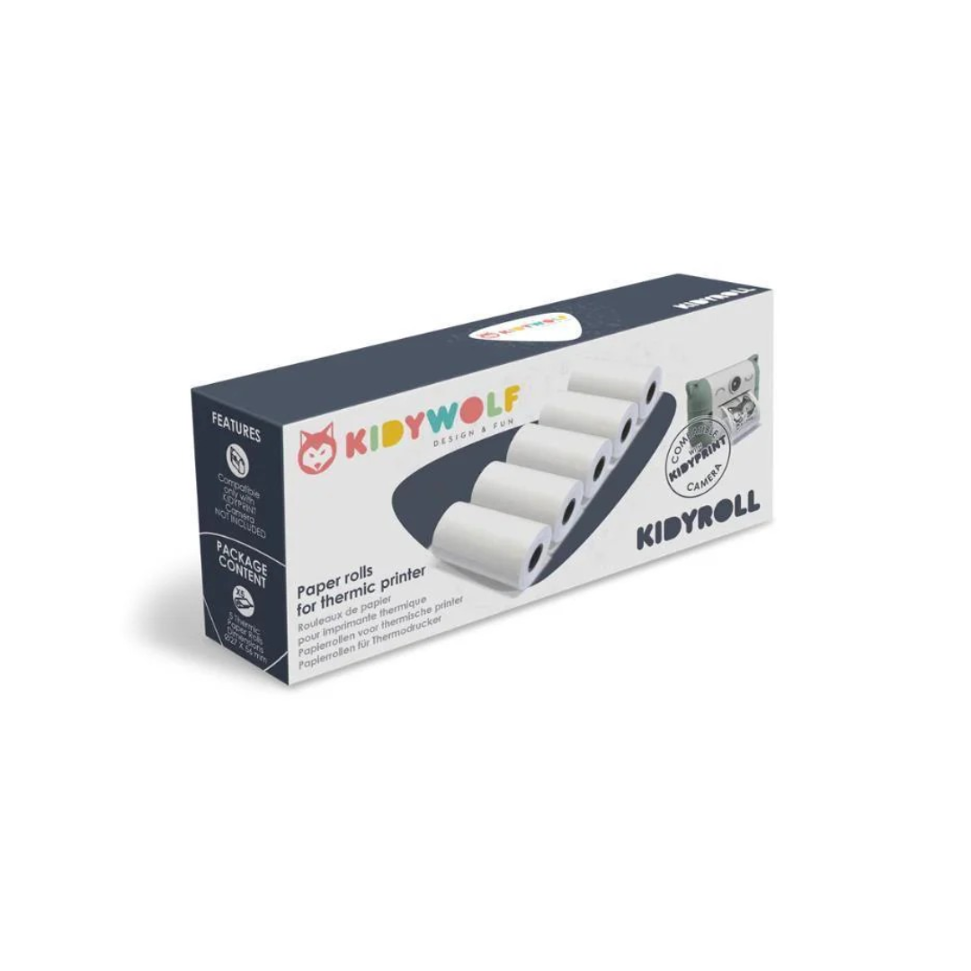 Embalagem de papel de impressora térmica KIDYWOLF com cinco rolos