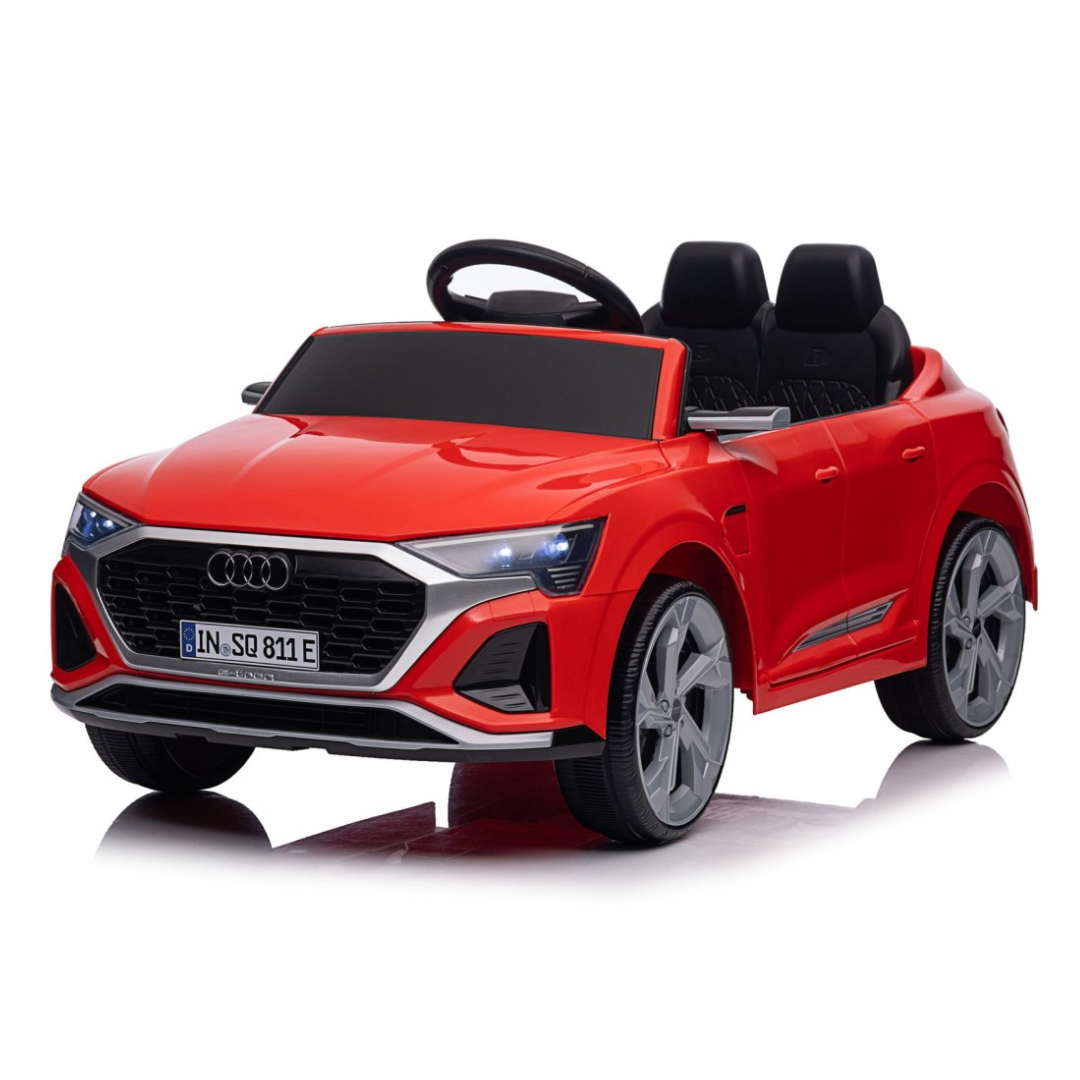 Carro elétrico infantil Audi vermelho com detalhes pretos
