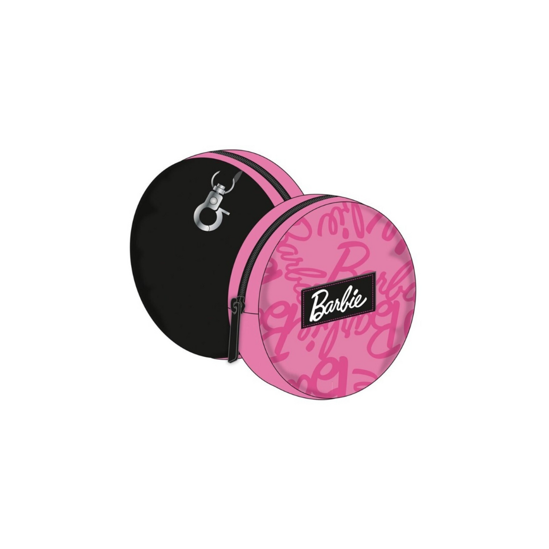 Mala redonda cor-de-rosa e preta com logótipo Barbie