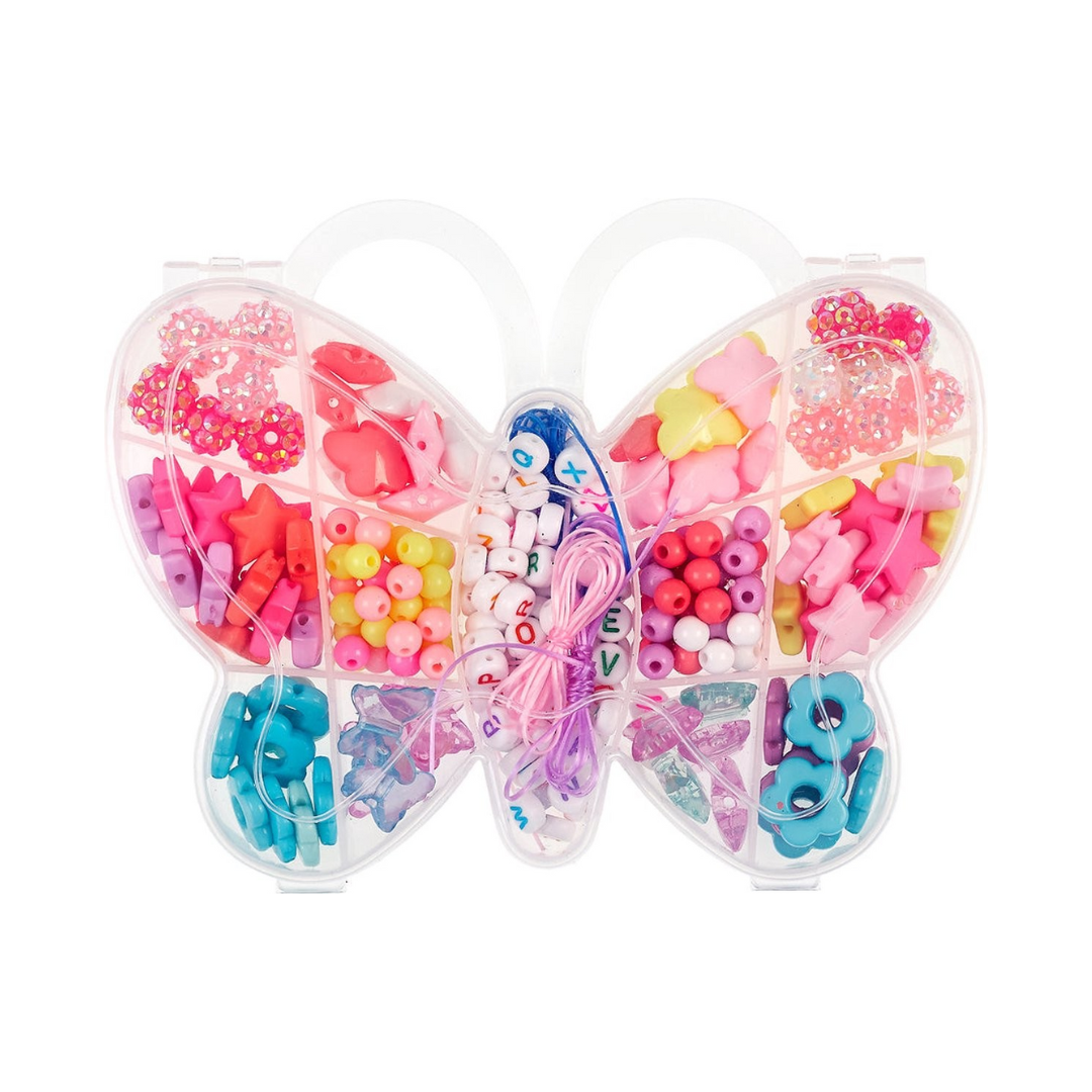 Caixa de contas coloridas em forma de borboleta