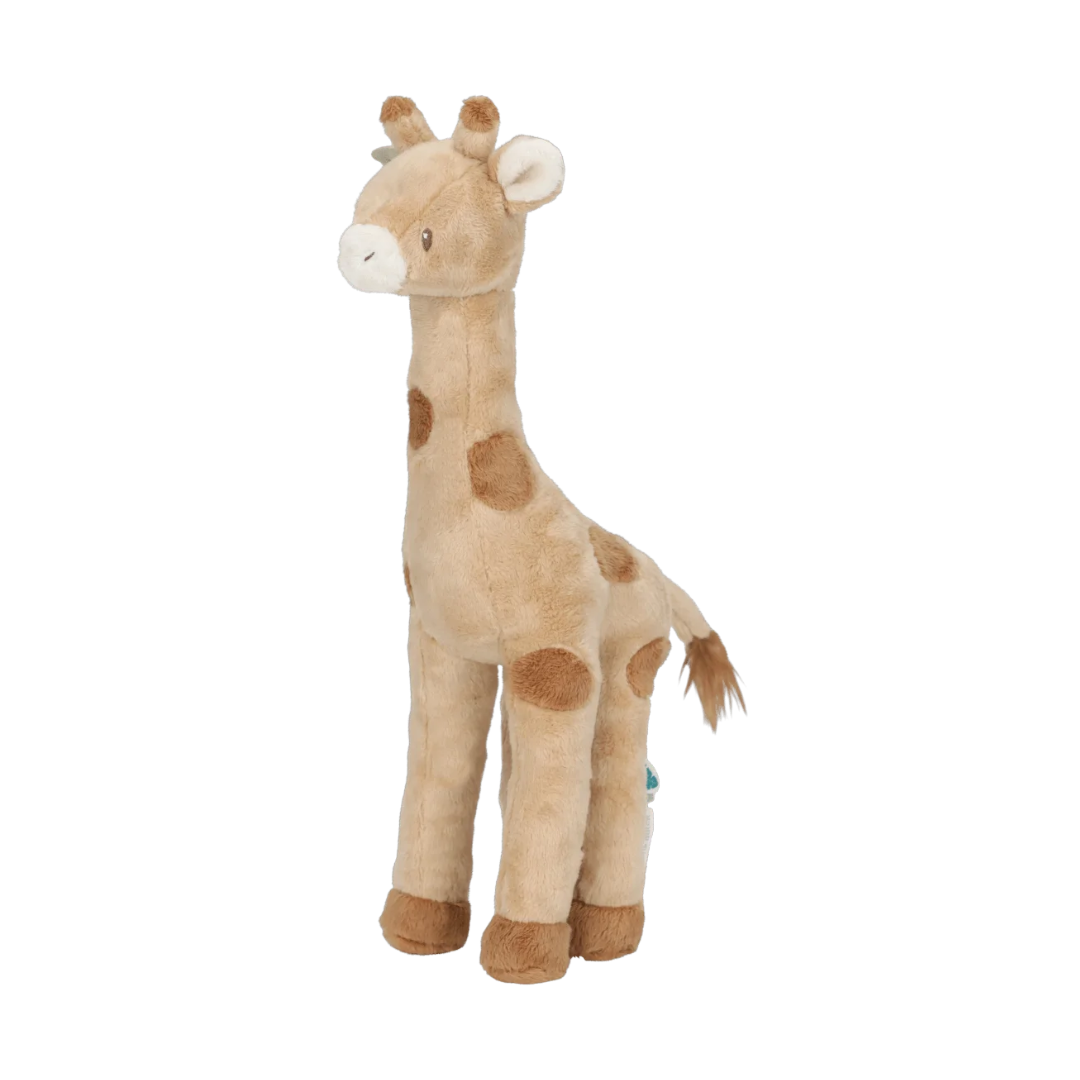 Pelúcia de girafa marrom clara com manchas castanhas