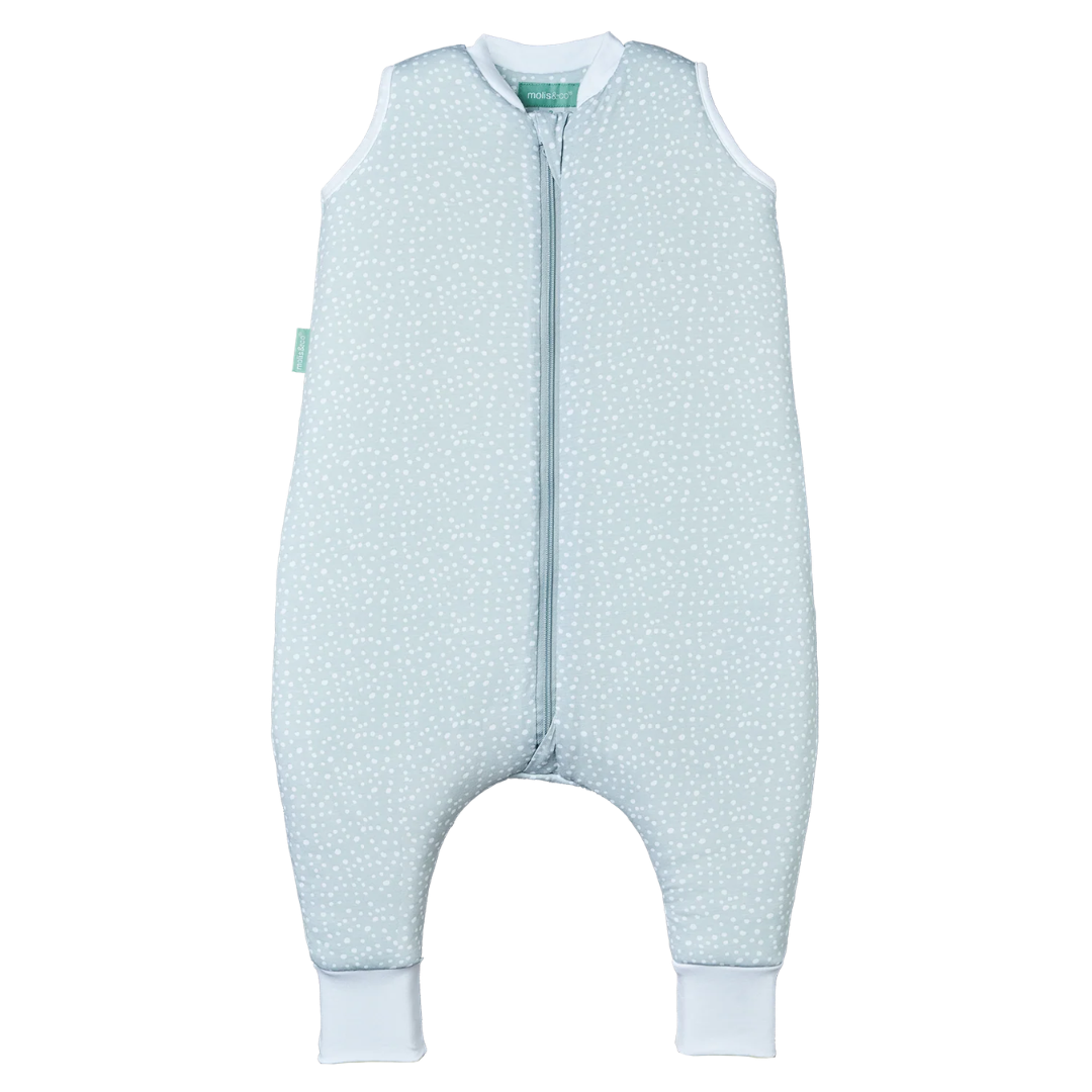 Macacão azul claro com pontos brancos para bebé com fecho de correr