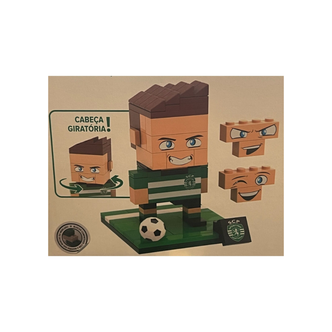 Figura de blocos de construção do Sporting com cabeça giratória e duas opções de faces.
