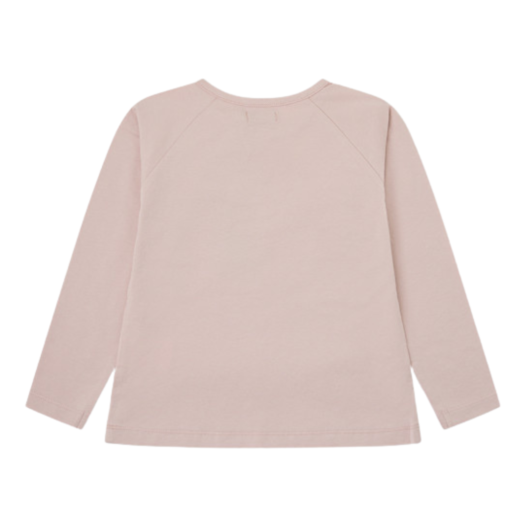 Camisola rosa claro de manga longa vista pelas costas