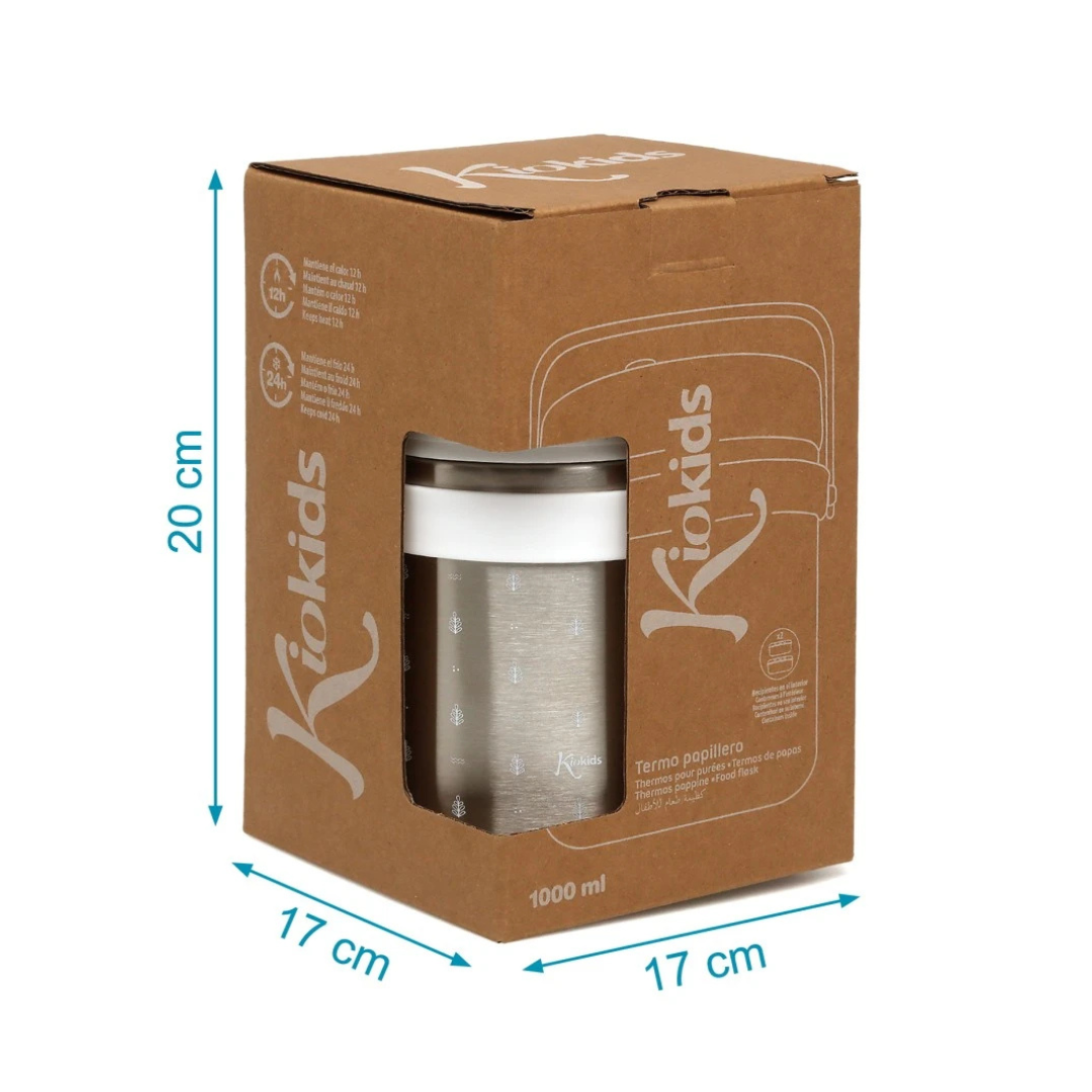 Termo papilero Kids 1000 ml em caixa de cartão castanha com texto branco