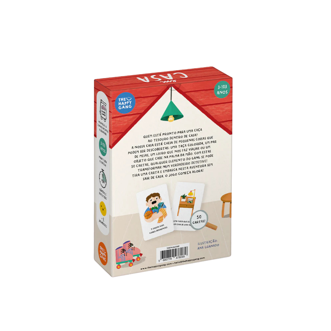 Caixa de jogo infantil com texto e ilustrações coloridas