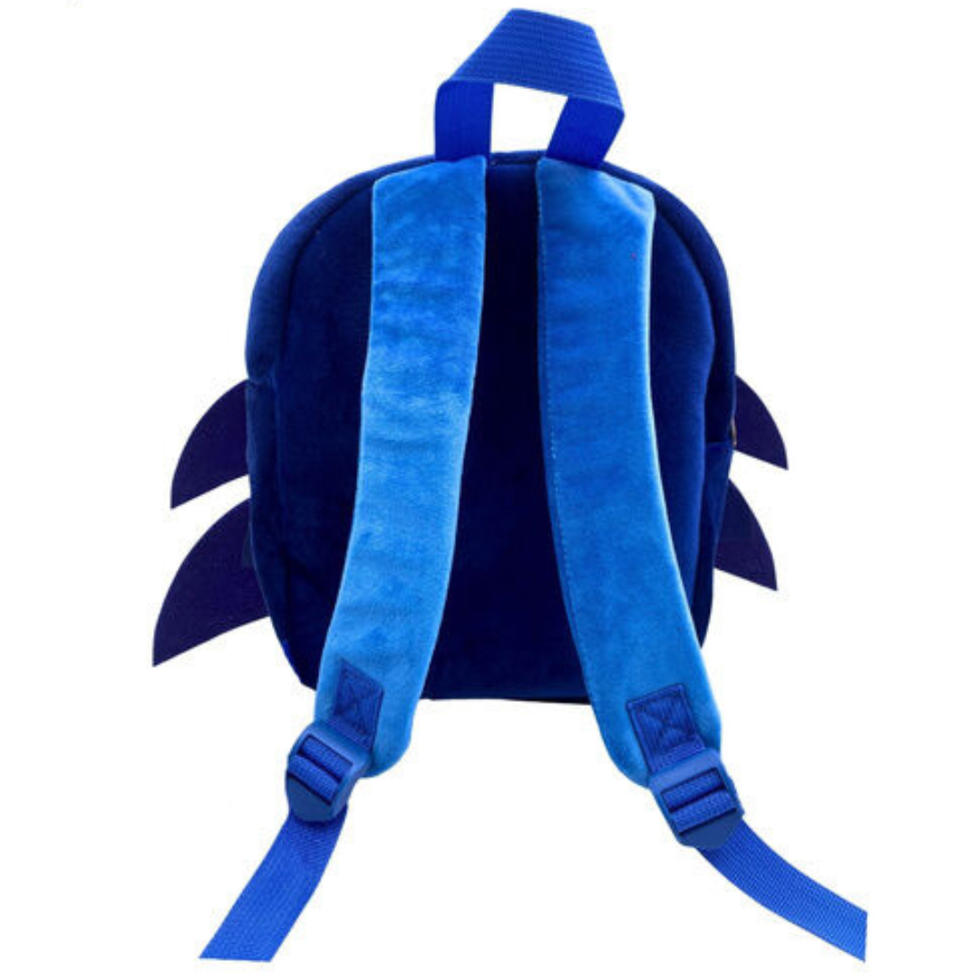 Mochila azul infantil com alças e aletas laterais