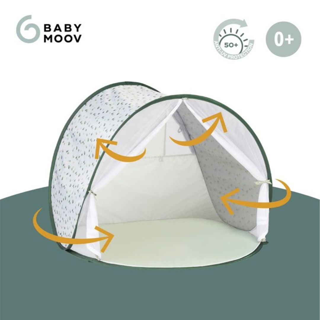 Tenda de protecção solar para bebé Baby Moov com base acolchoada e padrão cinzento claro