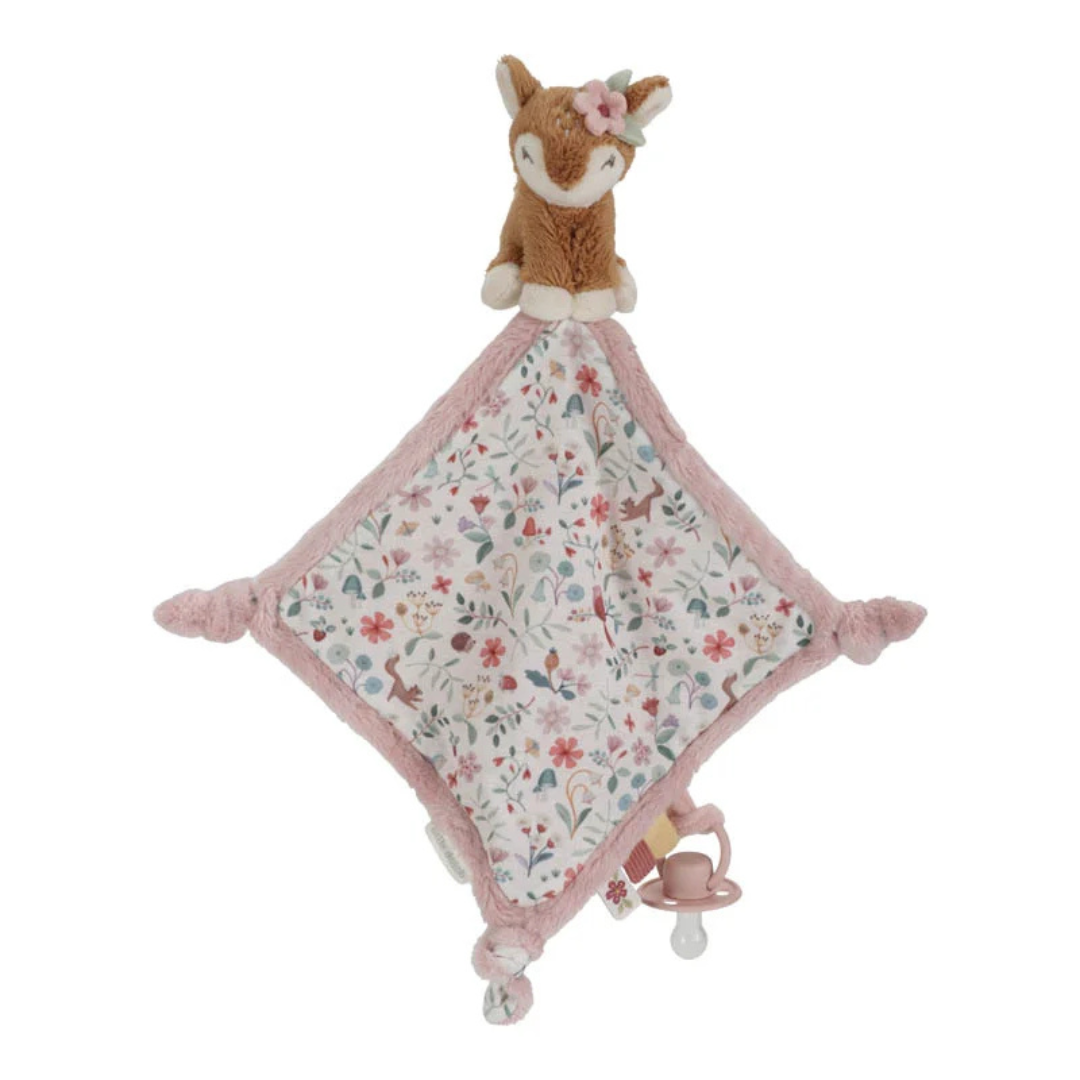 Naninha para bebé com veado e padrão floral rosa